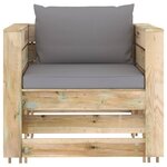 Salon de jardin meuble d'extérieur ensemble de mobilier 2 pièces avec coussins bois imprégné de vert 02_0015888