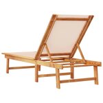 vidaXL Chaise longue crème bois d'acacia solide et textilène
