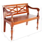 vidaXL Banc Batavia 98 cm Bois d'acajou massif Marron foncé