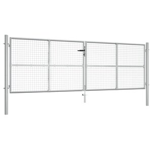 vidaXL Porte de jardin Acier galvanisé 415x175 cm Argenté