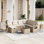 vidaXL Salon de jardin avec coussins 8 Pièces beige résine tressée