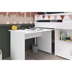 Lit combiné enfant décor blanc 90 x 200 cm - Sommier inclus