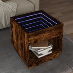 vidaXL Table basse avec LED Infinity chêne fumé 50x50x50 cm