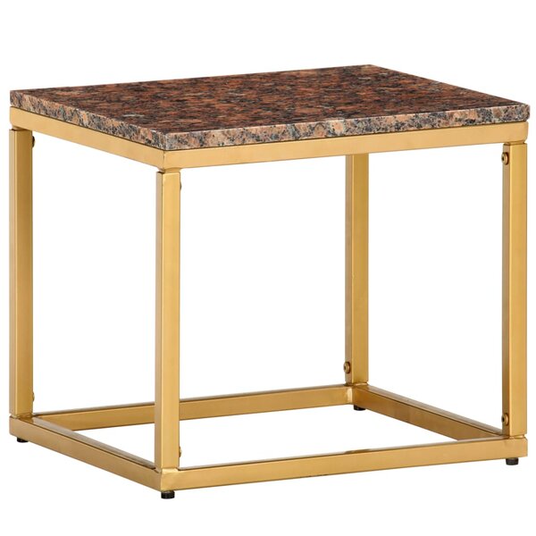 vidaXL Table basse Marron 40x40x35 cm Pierre véritable texture marbre