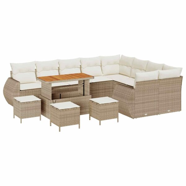 vidaXL Ensemble de canapé de jardin avec coussin 13 Pièces beige et crème