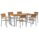 vidaXL Ensemble de salle à manger pour jardin 7 Pièces Gris et marron