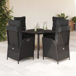 vidaXL Ensemble à manger de jardin coussins 5Pièces Noir Résine tressée