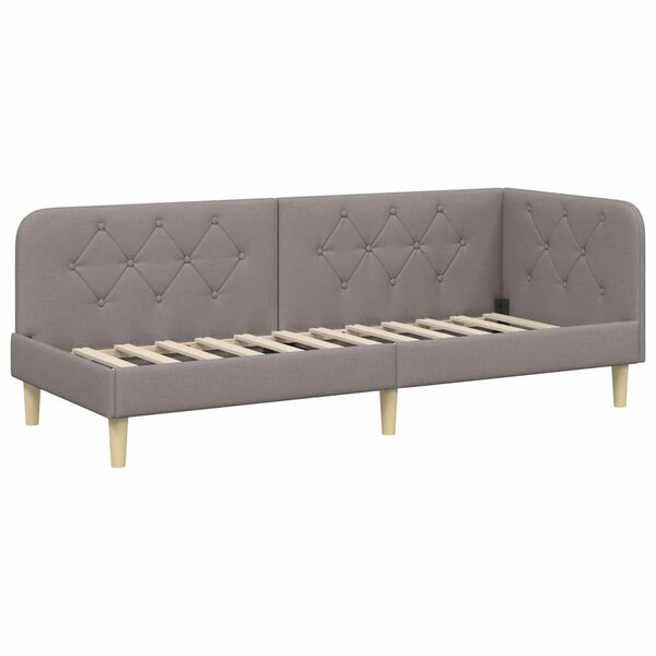 vidaXL Cadre de lit d'angle avec tête de lit Taupe 80 x 200 cm tissu