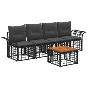vidaXL Ensemble de canapés d'extérieur 5 pc Noir et Gris foncé