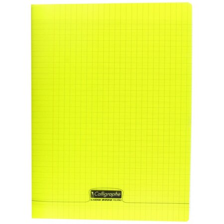 Cahier 192 pages seyès 90 g  couverture polypropylène jaune  format 24 x 32 cm calligraphe