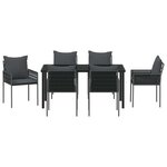 vidaXL Ensemble de salle à manger pour jardin 7 Pièces Noir Poly rotin