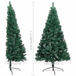 vidaXL Demi-arbre de Noël artificiel pré-éclairé et boules vert 210 cm