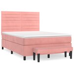 vidaXL Sommier à lattes de lit avec matelas Rose 140x190 cm Velours