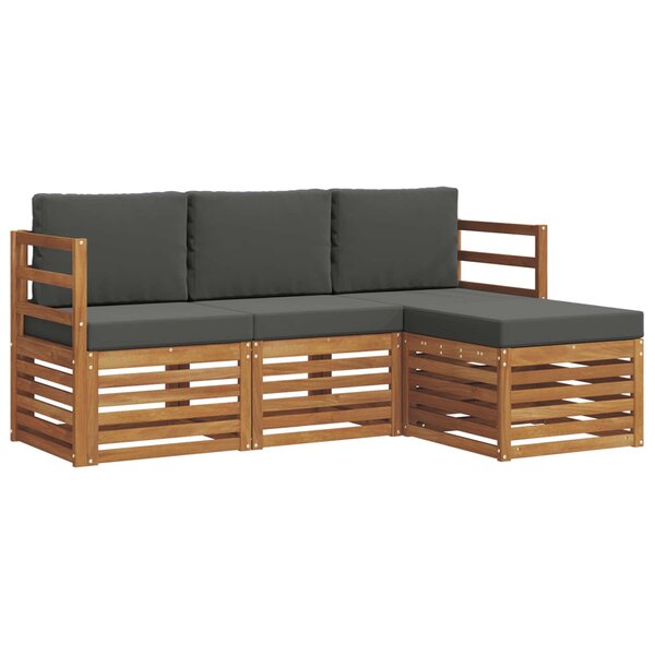 vidaXL Ensemble de canapés d'extérieur 4 Pièces Naturel et Anthracite