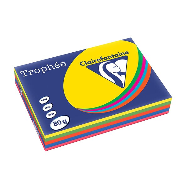 Ramette 500 Feuilles Papier 80g A4 210x297 mm Assorti Intense x 5 TROPHÉE