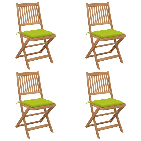 vidaXL Chaises pliables de jardin lot de 4 avec coussins Bois d'acacia