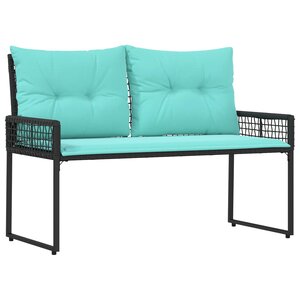 vidaXL Banc extérieur avec coussin Noir et turquoise 118 x 55 x 82 cm