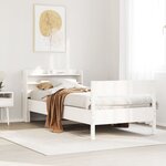 vidaXL Cadre de lit sans matelas blanc 90x190 cm bois de pin massif