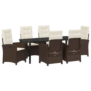 vidaXL Ensemble de salle à manger pour jardin 7 Pièces Marron polyrotin