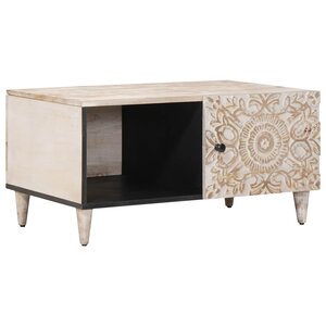 vidaXL Table basse Blanc 80 x 50 x 40 cm Bois de mangue massif
