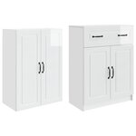 vidaXL Ensemble de Meubles 2 Pièces Blanc brillant Bois d'ingénierie