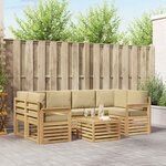vidaXL Ensemble de canapés d'extérieur 7 Pièces Blanc et Beige Polyester