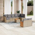 vidaXL Salon de jardin avec coussins 10 Pièces beige résine tressée