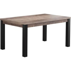 Table à manger EMILE 6 personnes - Mélamine chêne brun tabac et noir mat - 160 x 90 x 77 cm