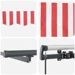 vidaXL Store rétractable manuel avec LED rayé rouge et blanc 450x350 cm