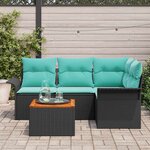 vidaXL Ensemble de canapé de jardin 5 Pièces Noir Poly rotin