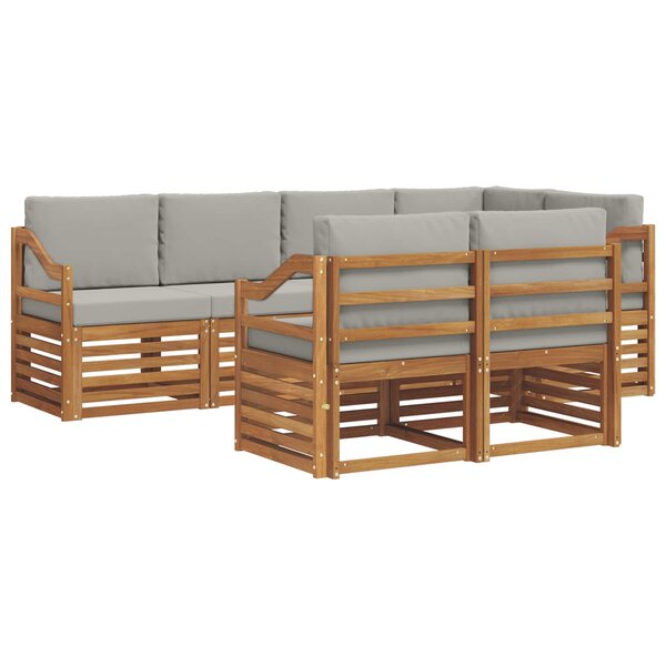 vidaXL Ensemble de canapé d'angle 7 Pièces Gris Naturel et Clair