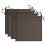 vidaXL Chaises à manger lot de 4 et coussins taupe Bois de teck solide