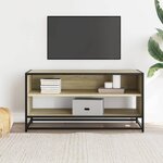 vidaXL Meuble TV chêne sonoma 91x40x46 cm bois d'ingénierie et métal