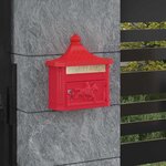 vidaXL Boîte aux lettres murale avec porte Rouge 40.5 x 15.5 x 44 cm