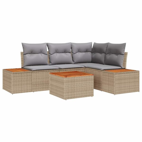 vidaXL Ensemble de canapé de jardin 5 Pièces Beige Poly rotin
