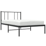 vidaXL Cadre de lit métal sans matelas avec tête de lit noir 90x190 cm