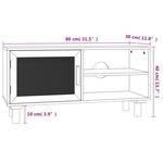 vidaXL Meuble TV Blanc 80x30x40 cm Bois de pin massif et rotin naturel