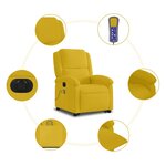 vidaXL Fauteuil inclinable de massage électrique jaune velours