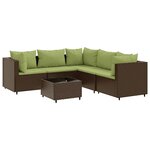 vidaXL Salon de jardin 6 Pièces avec coussins Marron Résine tressée