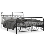 vidaXL Cadre de lit métal sans matelas avec pied de lit noir 135x190cm