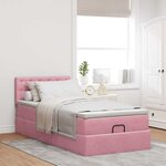 vidaXL Cadre de lit ottoman avec matelas rose 80x200 cm velours