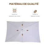 Parasol droit rectangulaire de jardin grande taille dim. 3L x 2l x 2 5H m blanc