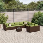 vidaXL Salon de jardin 10 Pièces avec coussins marron résine tressée