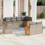 vidaXL Salon de jardin avec coussins 8 Pièces beige résine tressée