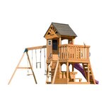 Tour Jack plateforme 2 balançoires table toboggan violet