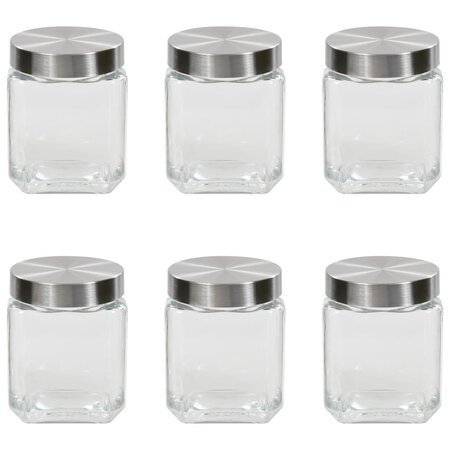 vidaXL Pots de conservation avec couvercle argenté 6 Pièces 1200 ml