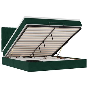 vidaXL Cadre de lit ottoman avec matelas vert foncé 200x200 cm velours