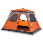 vidaXL Tente familiale dôme 6 personnes gris orange libération rapide