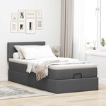 vidaXL Lit ottoman avec matelas et LED gris foncé 90x200 cm tissu