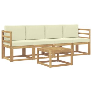 vidaXL Ensemble de canapés d'extérieur 5 pc Blanc et crème